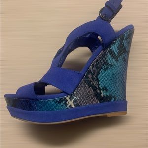 ⭐️HP⭐️ Blue platform wedge shoes